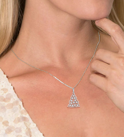 Christmas Tree Pendant Necklace, 18”