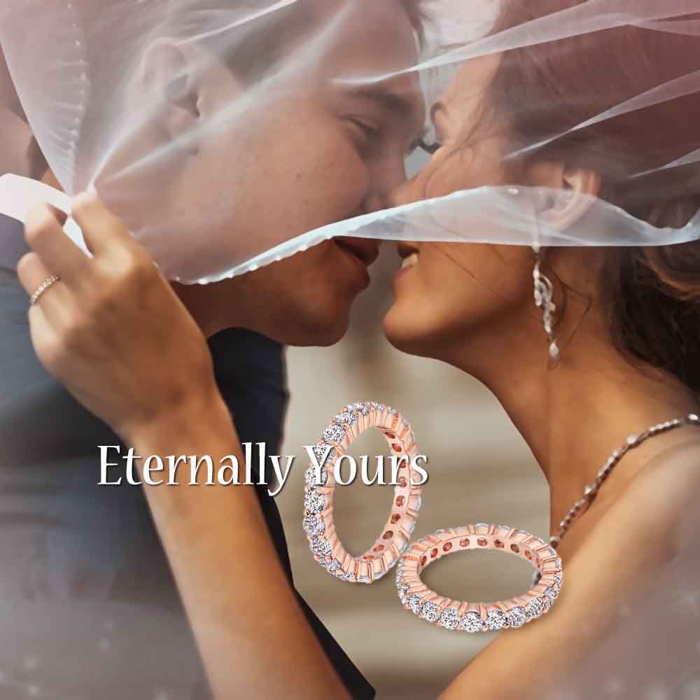 2.42 CTTW Cubic Zirconia Eternity Ring Rose Gold Plated