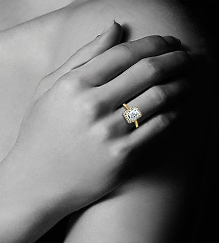 Emerald Cut CZ Engagement Ring