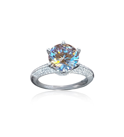 CZ Crown Solitaire Engagement Ring