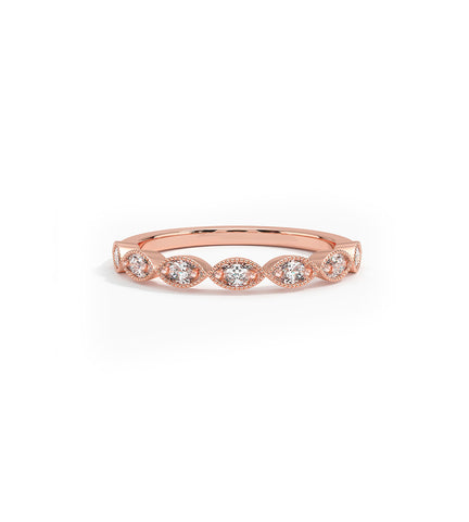 Art Deco CZ Wedding Ring in Rose Gold Plating