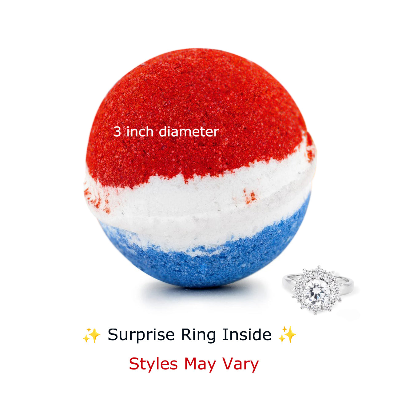 Stripe Bath Bomb with Jewelry Inside, Handmade in California