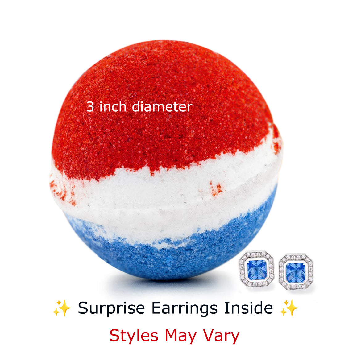 Stripe Bath Bomb with Jewelry Inside, Handmade in California