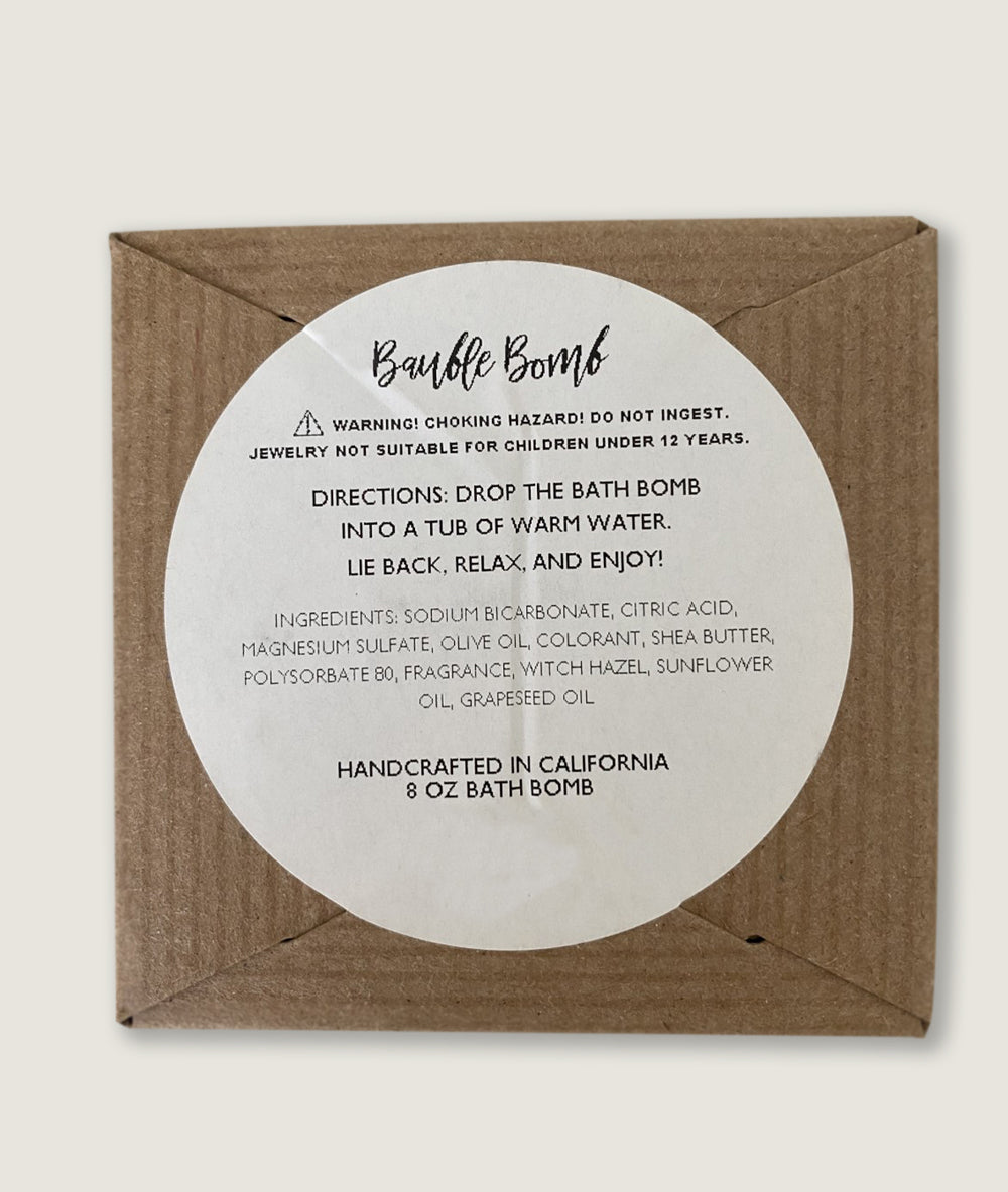 Stripe Bath Bomb with Jewelry Inside, Handmade in California