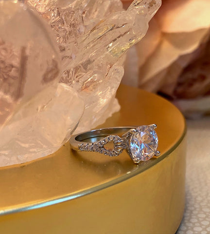 CZ Ribbon Engagement Ring