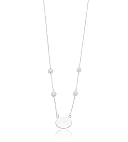 Freshwater Pearl Necklace with Engravable Tag