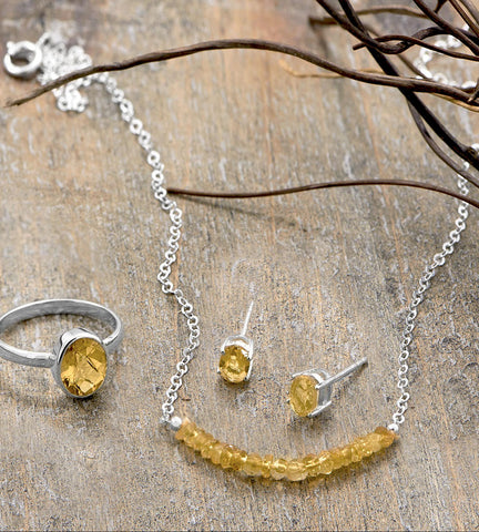 Faceted Citrine Beads November Birthstone Necklace