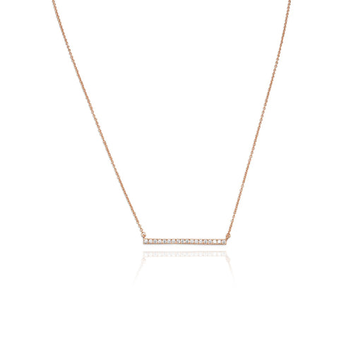 CZ Bar Necklace in Rose Gold Plating