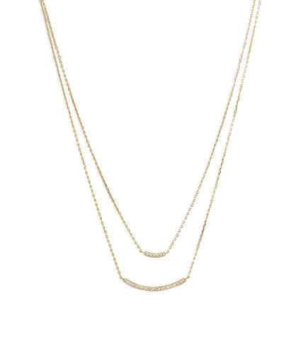 Double Strand Curved CZ Bar Necklace