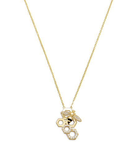 Signity CZ Honeycomb & Bee Necklace