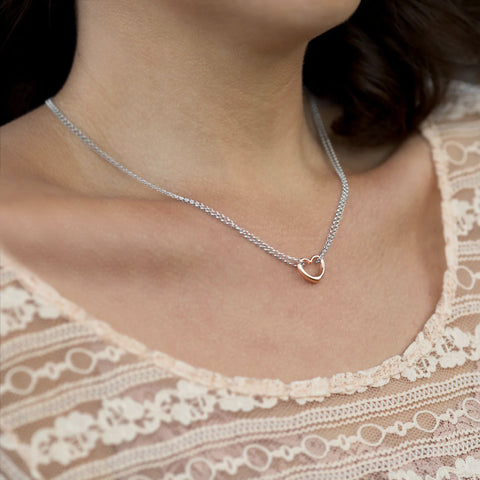 Two Tone Open Heart Necklace