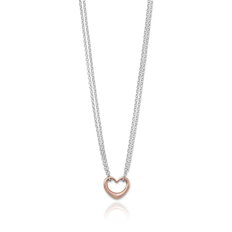 Two Tone Open Heart Necklace