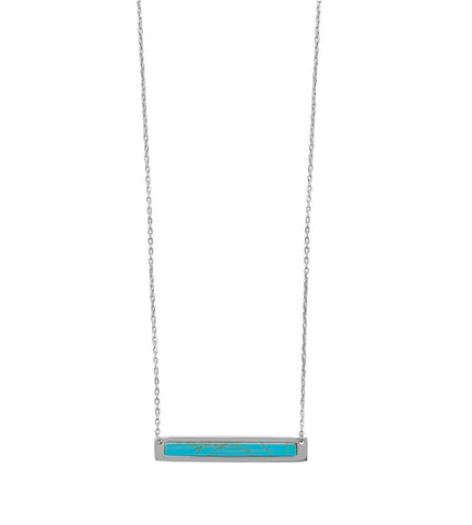 Turquoise Silver Bar Necklace