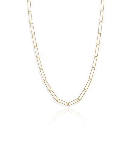 Sterling Silver Paperclip Necklace in Gold Plating, 21