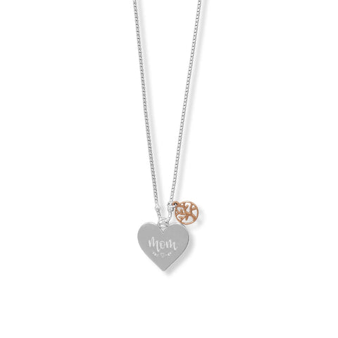 Mom Heart & Family Tree Charm Necklace
