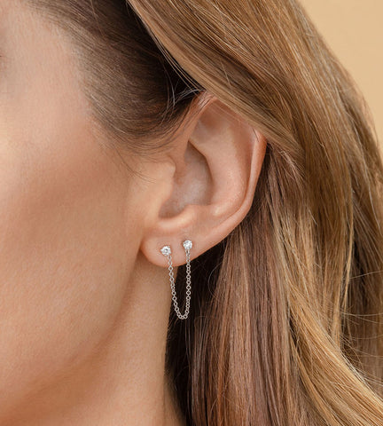 Crystal Double Post Earrings in Sterling Silver