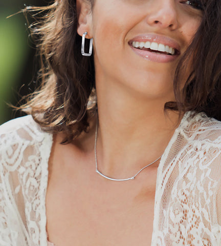 Square Tube Hoop Earrings, 2mm x 24mm