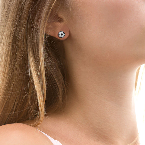 Soccer Ball Earrings, 5mm