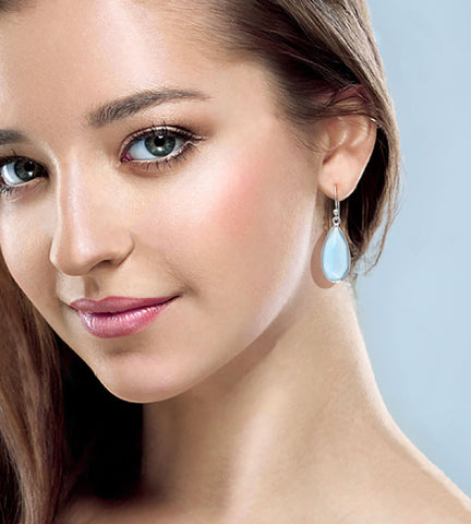 Pear-shaped Blue Chalcedony Dangle Earrings