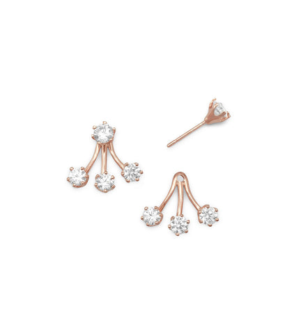 Rose Gold Finish CZ Ear Jackets
