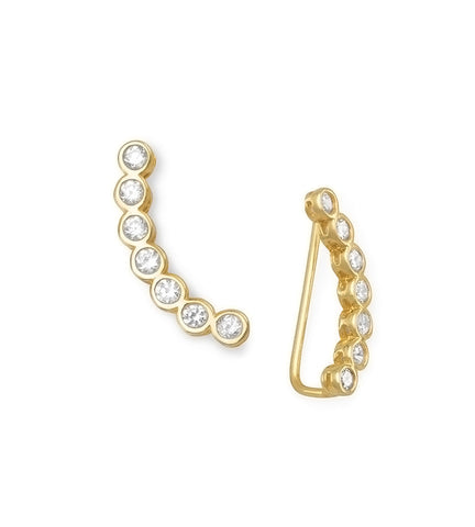 Bezel Set CZ Ear Climbers