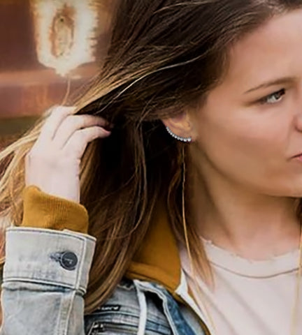 Graduated CZ Silver Ear Climbers