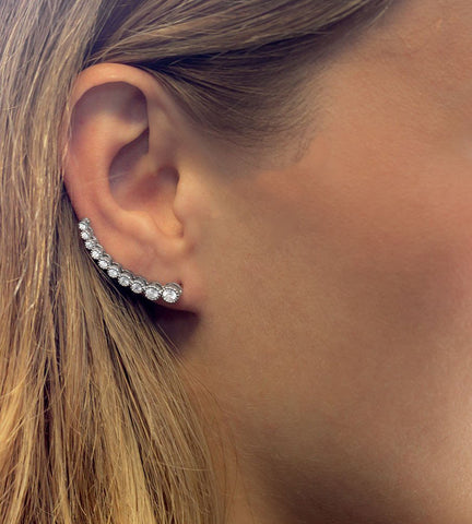 Graduated CZ Silver Ear Climbers
