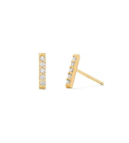 Modern Pave CZ Bar Stud Earrings