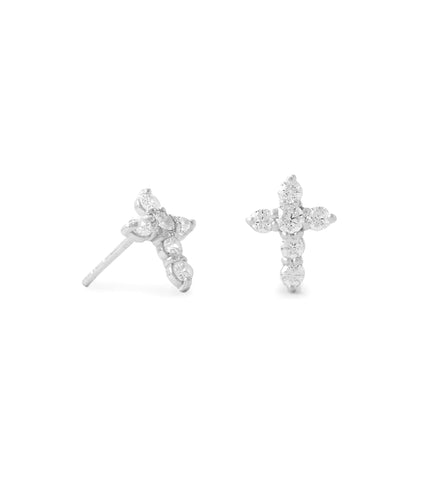 CZ Cross Stud Earrings