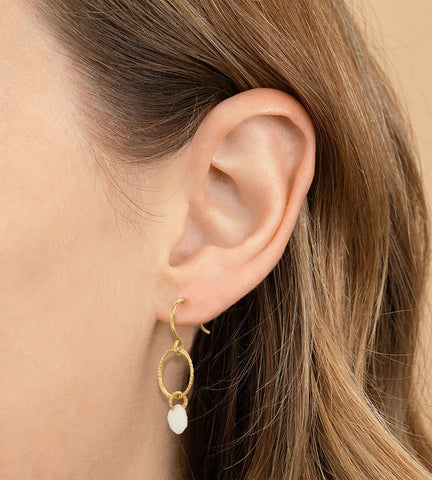 Rainbow Moonstone Charm Dangle Earrings