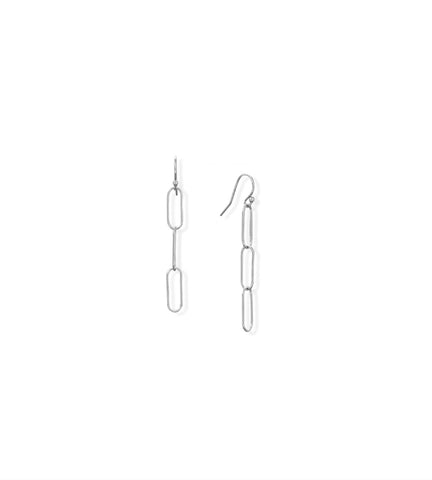Sterling Silver Paperclip Link French Wire Earrings