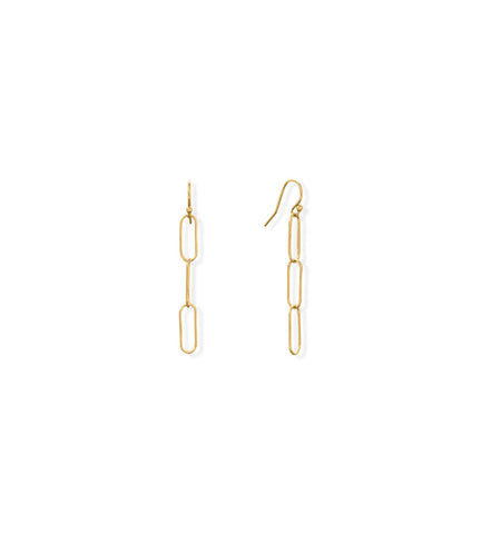 Gold Filled Paperclip Link French Wire Earrings