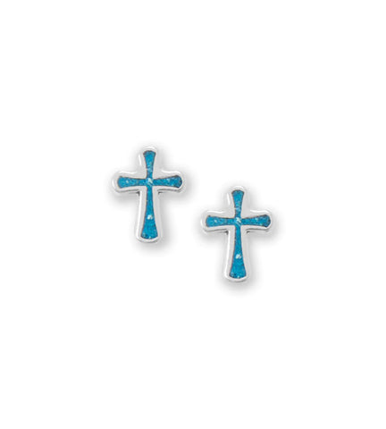 Turquoise Chip Cross Earrings