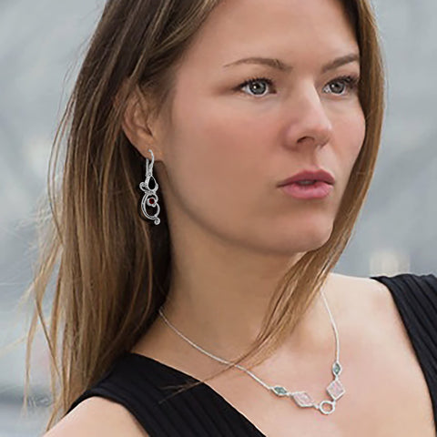 Black Onyx and Garnet Drop Earrings