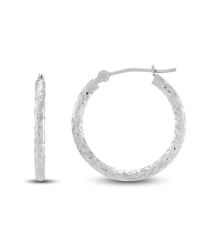 Diamond Cut Hoop Earrings, 25mm