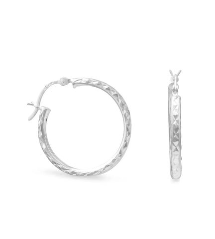 Diamond Cut Hoop Earrings, 25mm