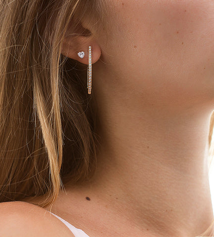 Heart CZ Stud Earrings