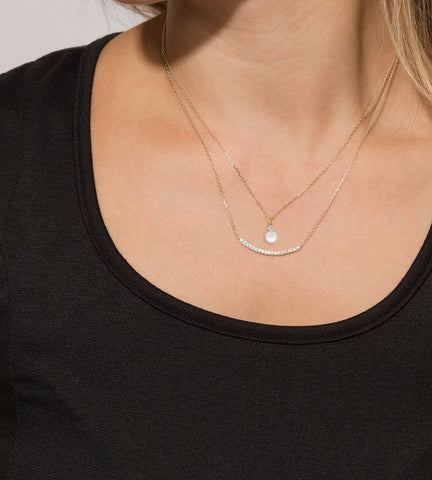 Sterling Silver Cultured Freshwater Pearl & CZ Slide in Gold Plating