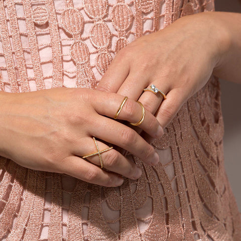 Double Band Knuckle Ring in Gold Finish