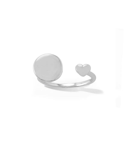 Engravable Round Disc Wrap Ring with heart