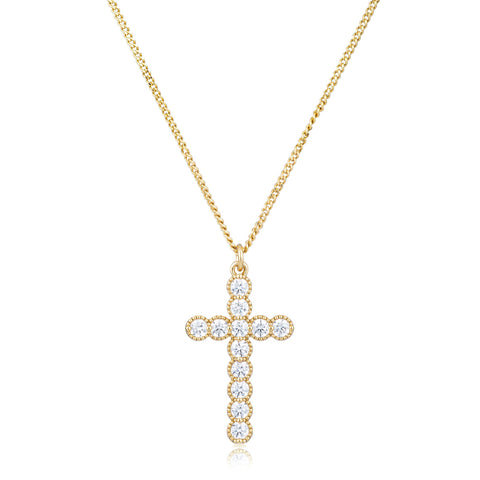 CZ Cross Pendant in Gold Plating