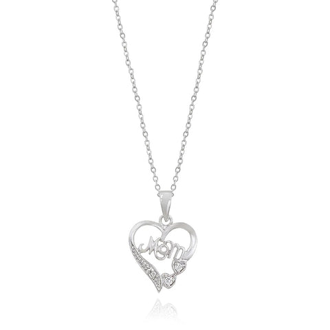 #1 CZ Mom Heart Pendant