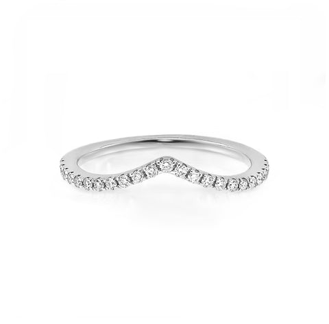 White Gold Plated Chevron CZ Ring