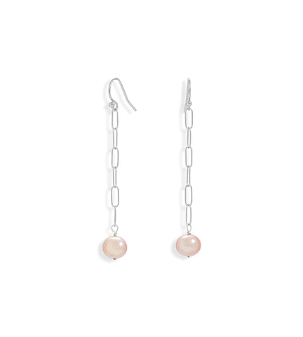 Freshwater Pearl Paperclip Dangle Earrings