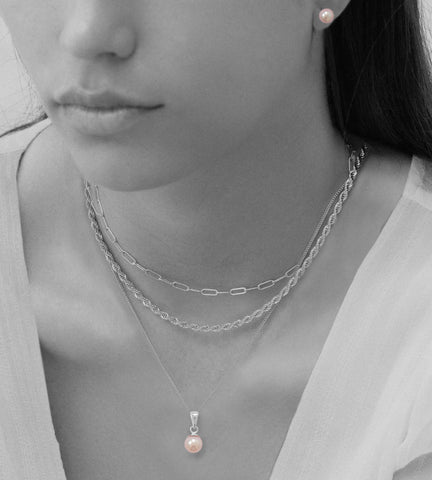 Freshwater Potato Pearl Necklace Earrings Set, 6.5mm