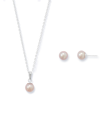 Freshwater Potato Pearl Necklace Earrings Set, 6.5mm